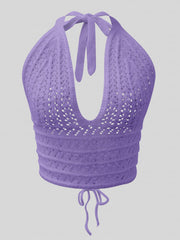 Y2K Crop Sweater Bralette Halter Neck Casual Sweater Women