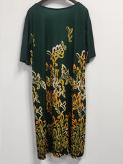  Women's Floral Print Round Neck Dress With Pockets
