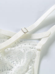  Sexy Bra Women's Plus Solid Contrast Lace Strappy Bra