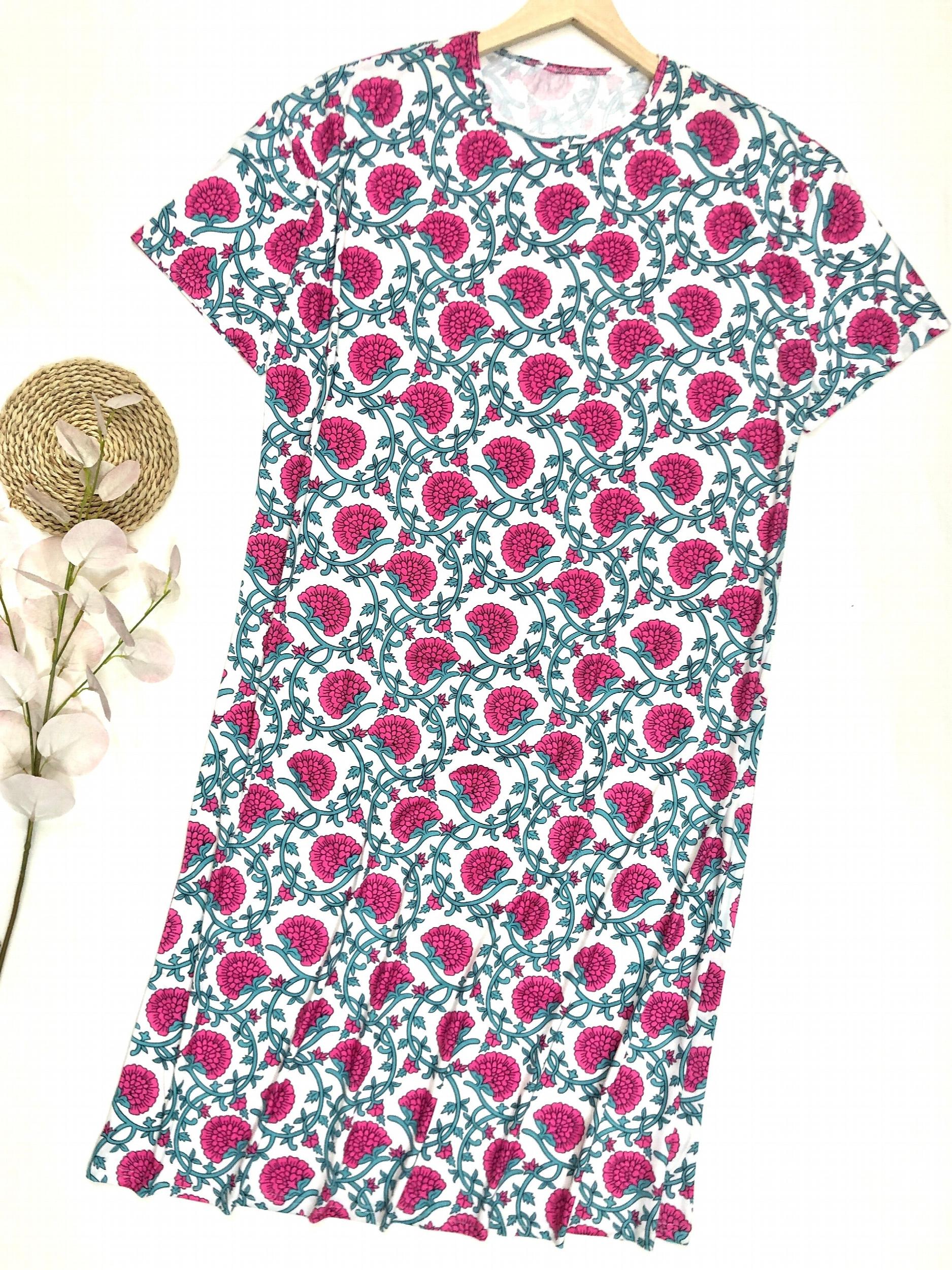 Boho Lounge Dress Plus Size Floral Print Comfort Nightdress