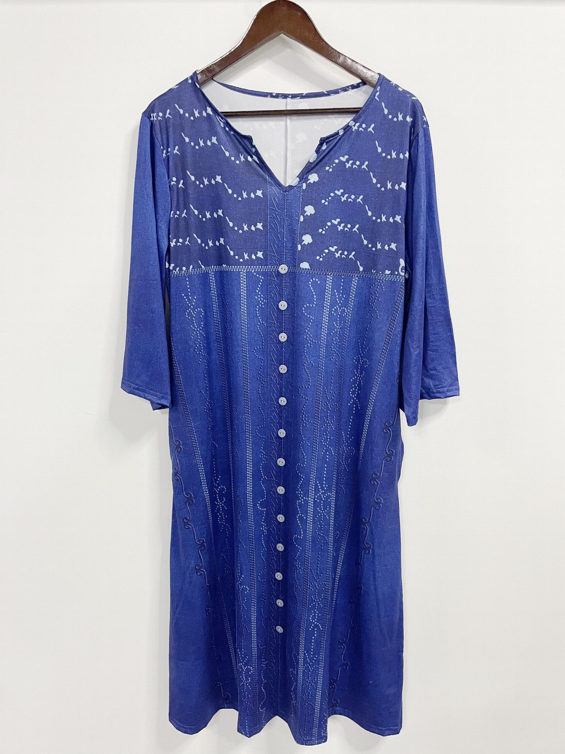  Casual Dress Women's Plus Print Short Sleeve Stretch Dress