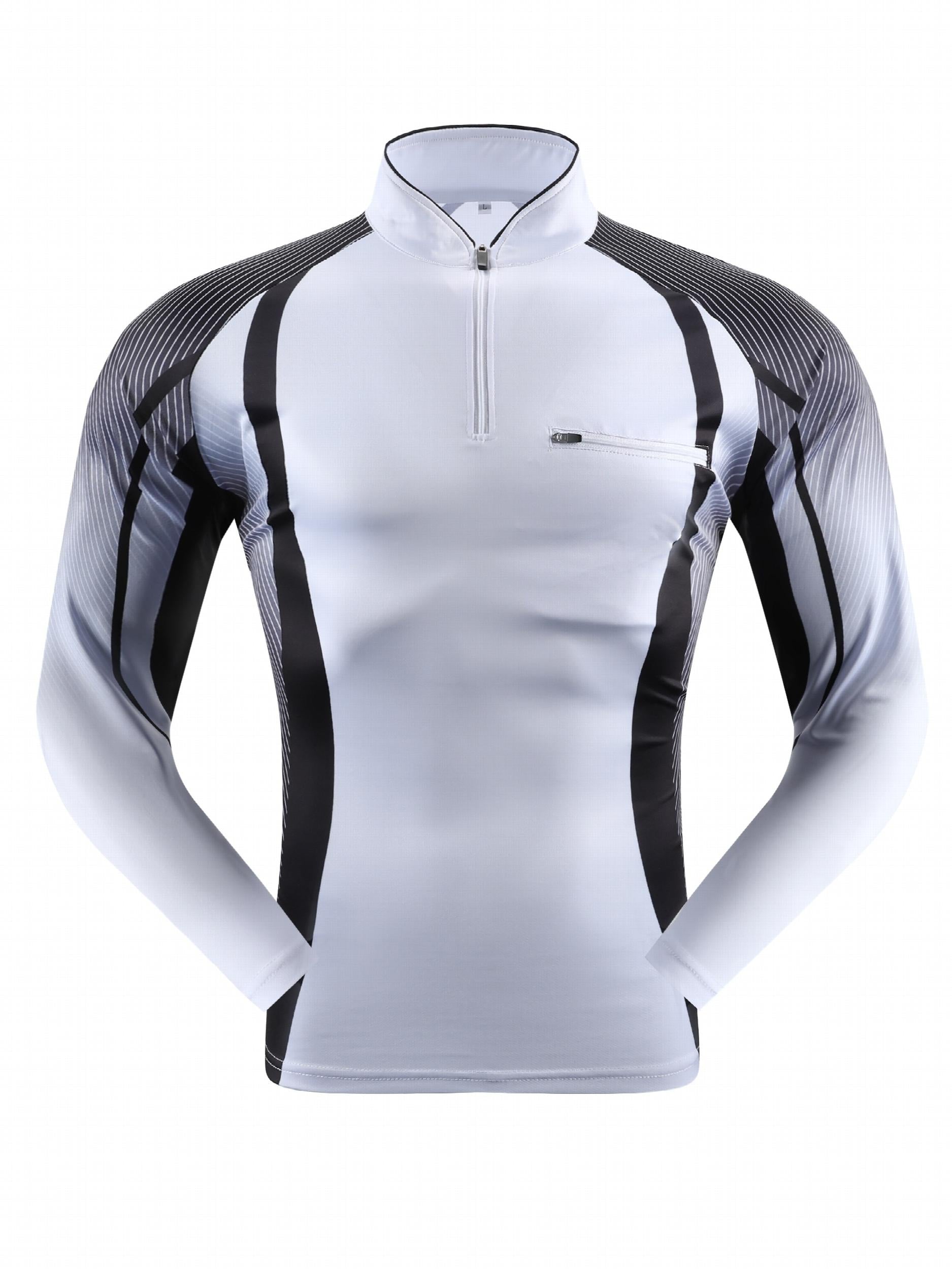 Men's Sun Protection Shirt Athletic Zip Up Rash Guard