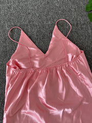 Satin Slip Nightdress V Neck Spaghetti Strap Sleep Dress Women's Sleepwear