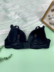  Solid Bow Knot Underwire Back Closure Bra
