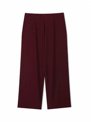 Women's Wide Leg Trousers Button Detail High Rise Solid Stitching
