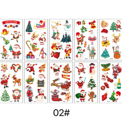10pcs Christmas Tattoo Stickers Santa Claus Elk Christmas Tree Gift Waterproof