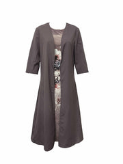 Casual Daily Wear 2pc Set Solid 3/4 Sleeve Cardigan & Floral Print Sleeve