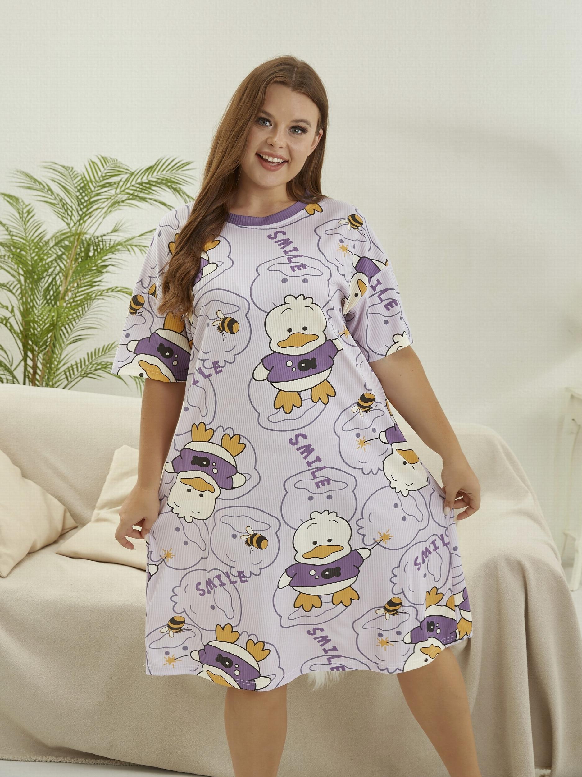  Duck Print Short Sleeve Nightdress