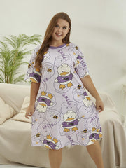  Duck Print Short Sleeve Nightdress