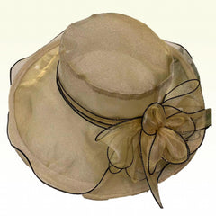 Organza Sun Hat Wide Brim Flower Ruffles Derby Hat