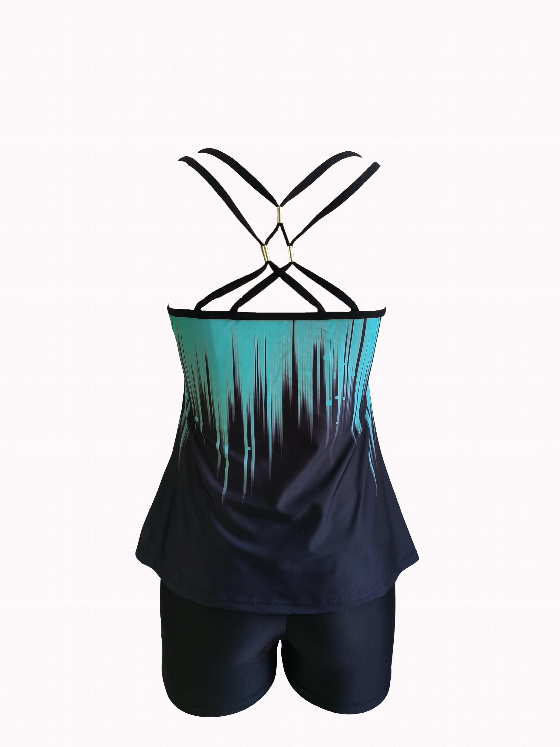  Ombre Cut Out Top & Shorts Swimsuit Set