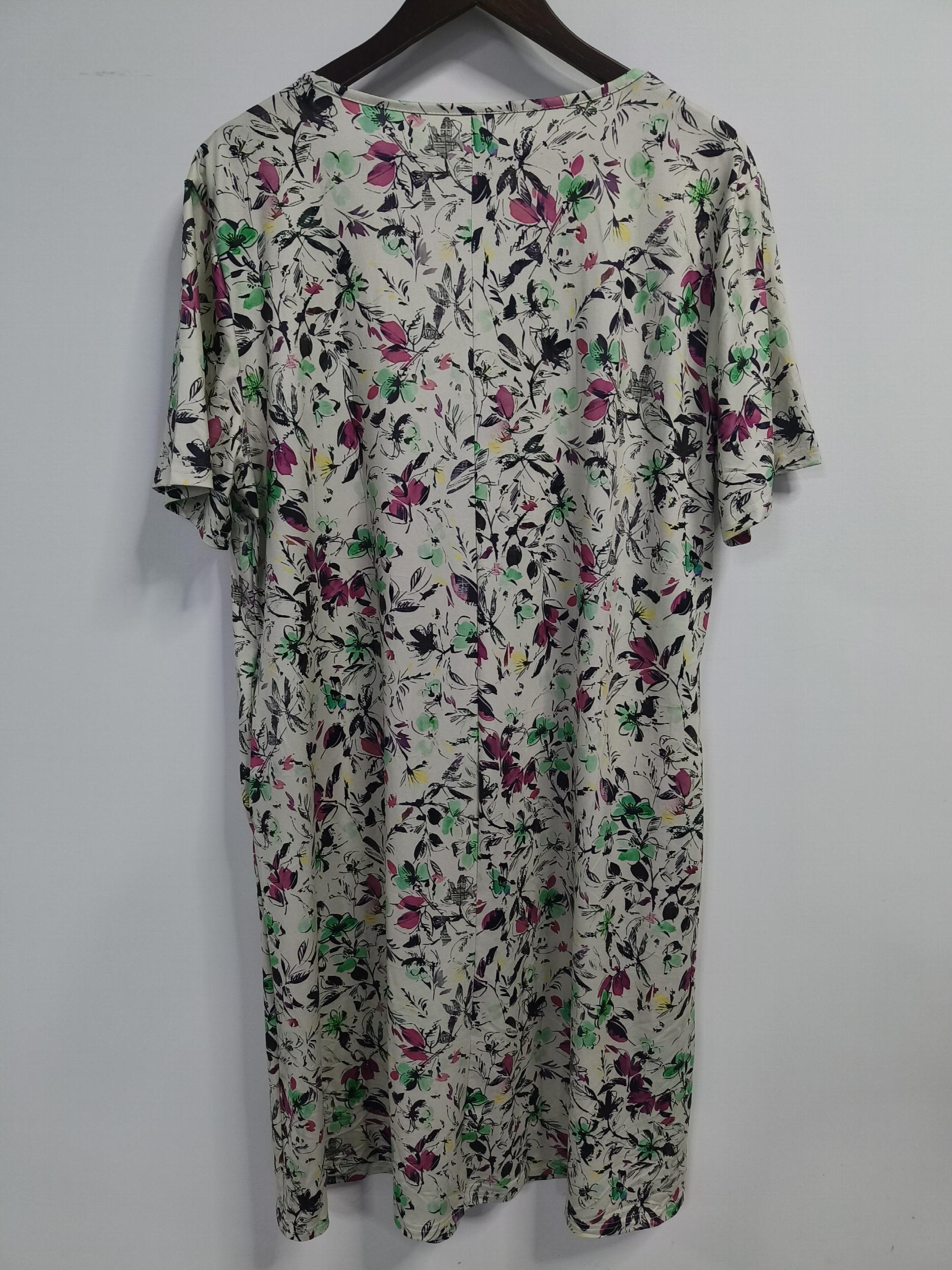  Floral Print Pleated Short Sleeve Dress