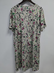  Floral Print Pleated Short Sleeve Dress