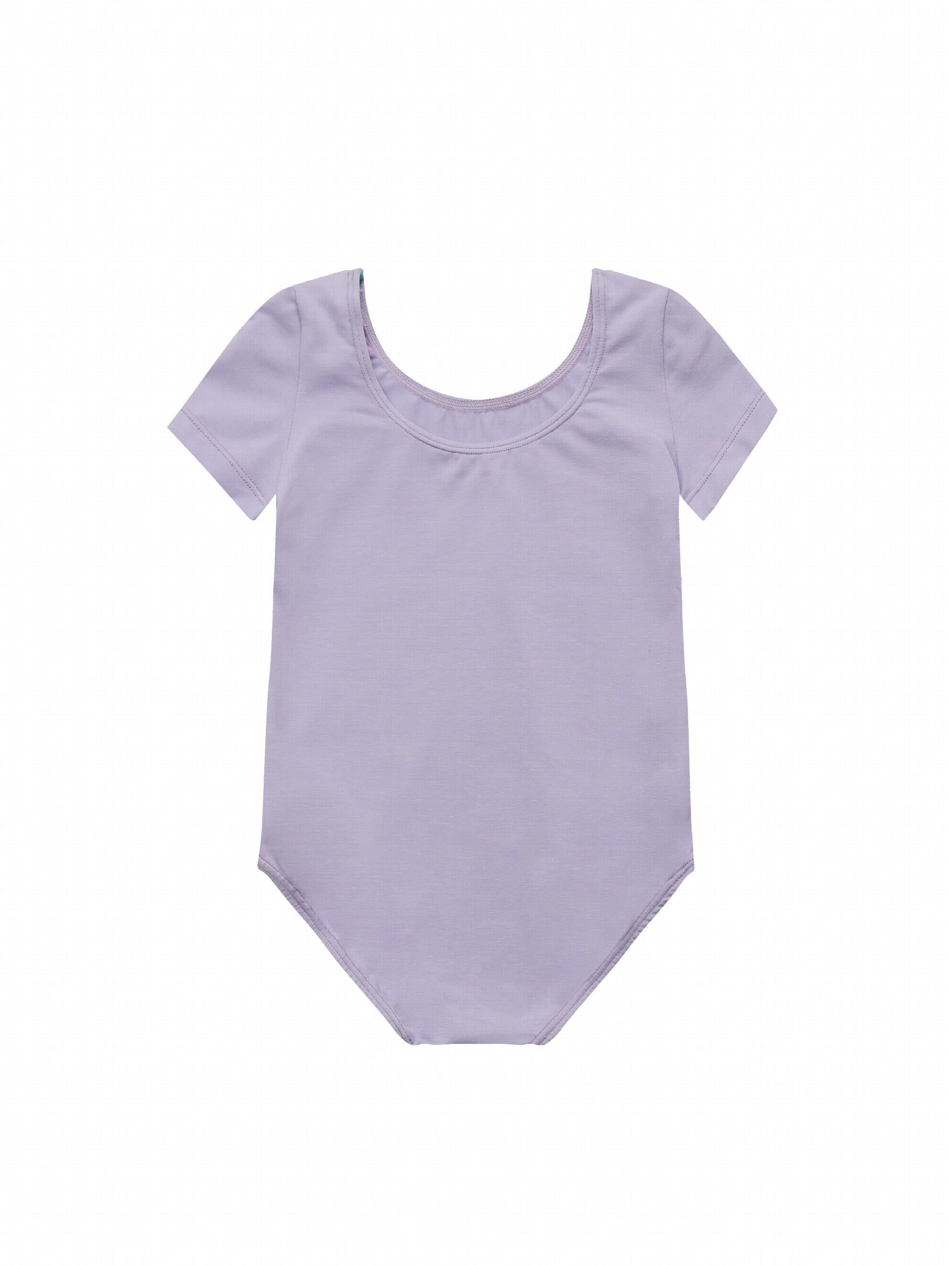 Girls Skinny Ballet Short Sleeve Bodysuit for Dance Training