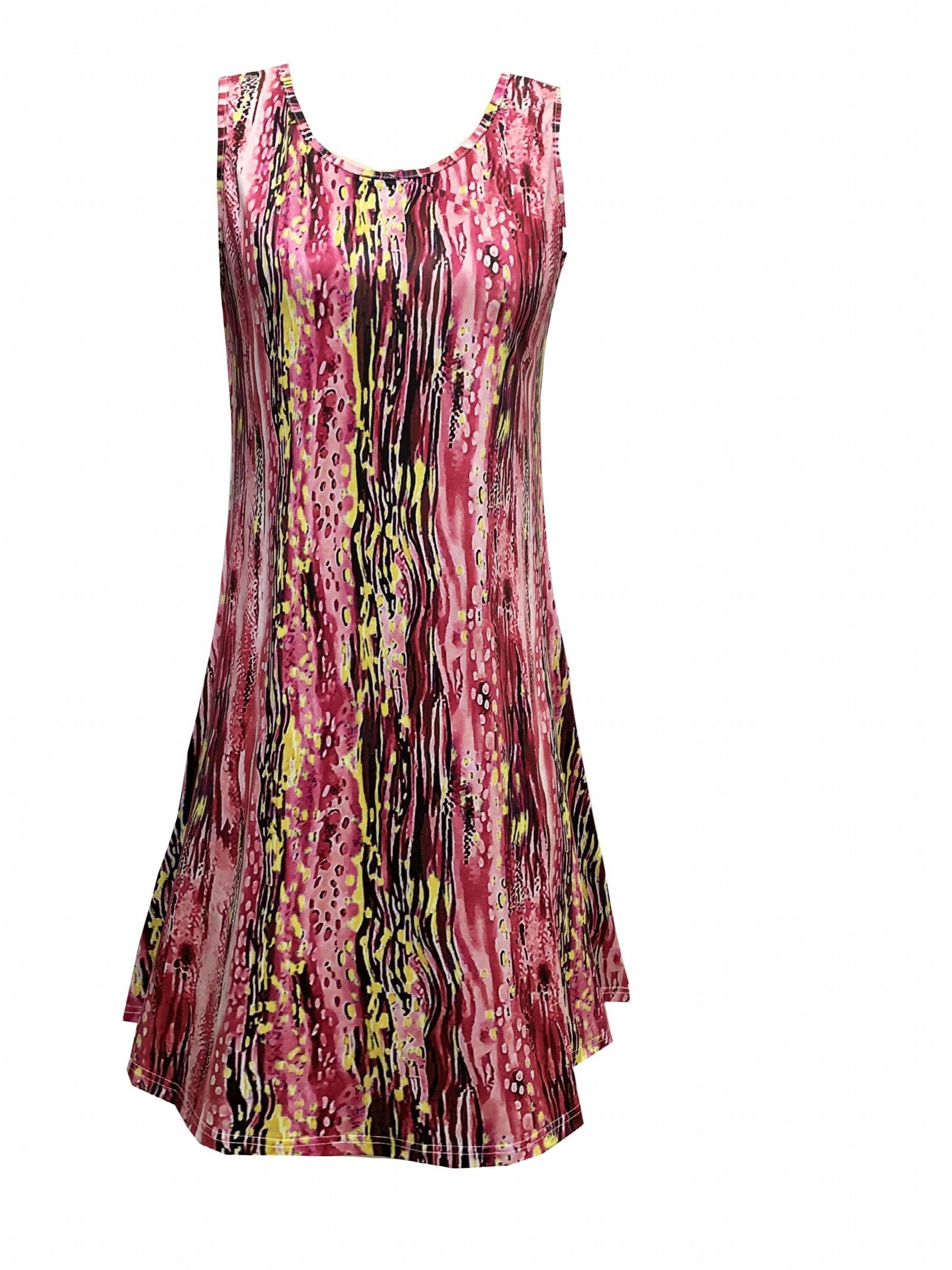  Casual Dress Women's Plus Allover Print Round Neck Medium Stretch Tank