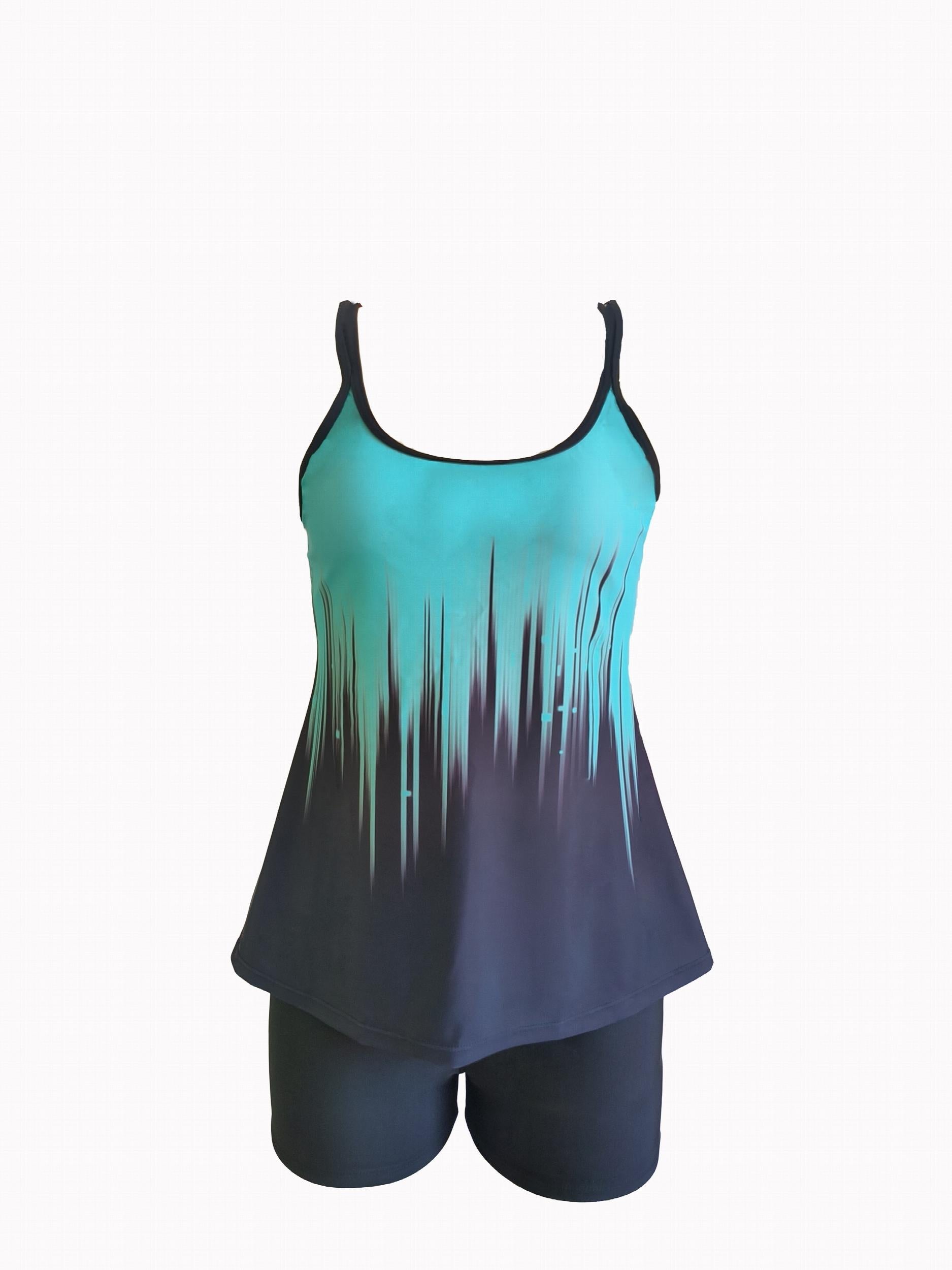  Ombre Cut Out Top & Shorts Swimsuit Set