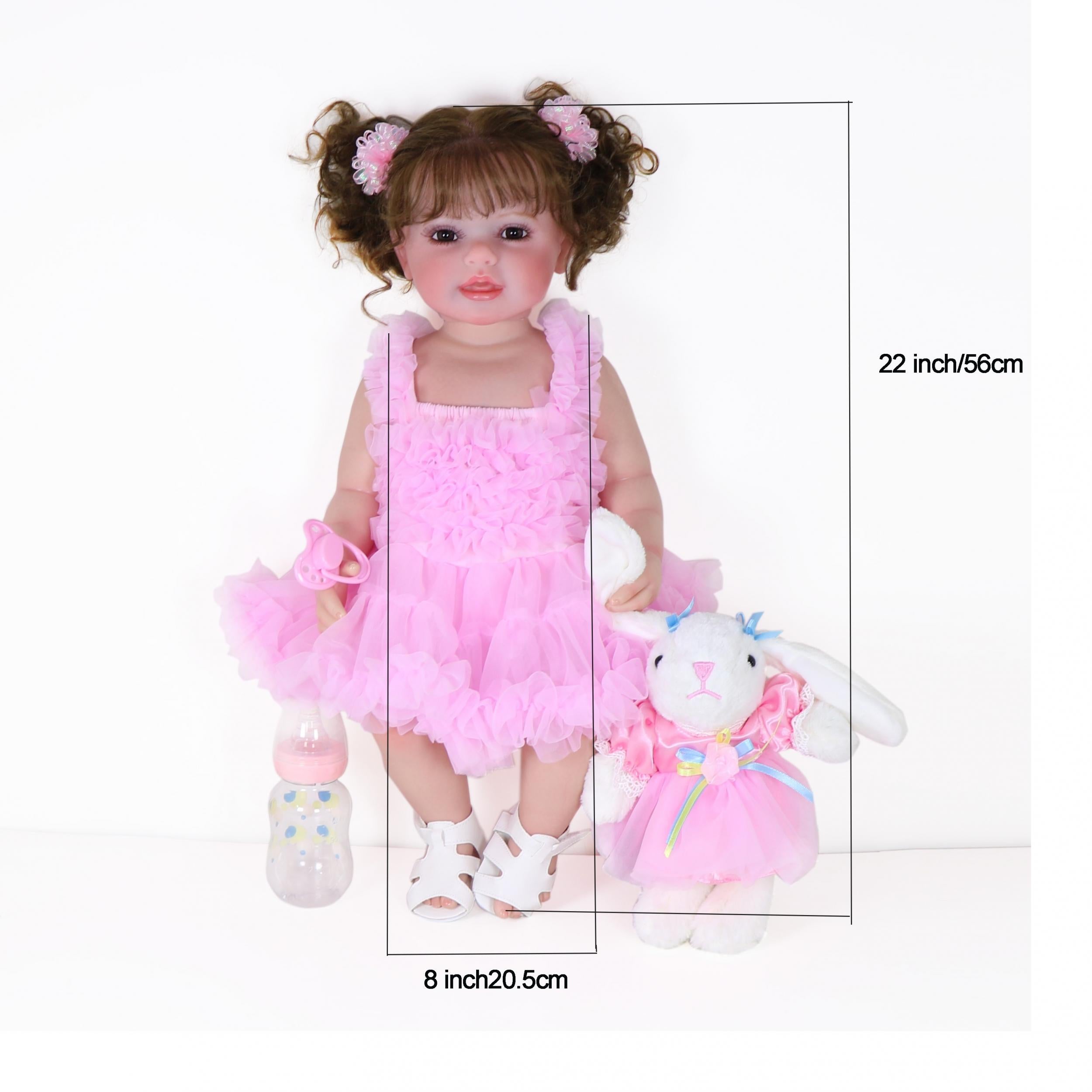 55" Doll 3D Painted Skin Soft Full Vinyl Rooted Hair Plush Bunny Gift