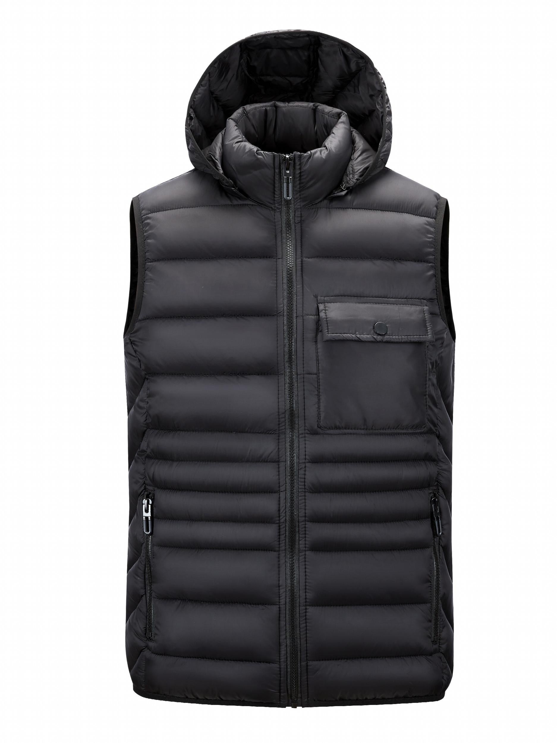 Hooded Vest Men's Zip Up Casual Winter Vest