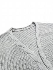  Cable Long Sleeve Open Front Cardigan With Pockets