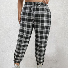 Women's Plus Plaid Tie Front Harem Pants