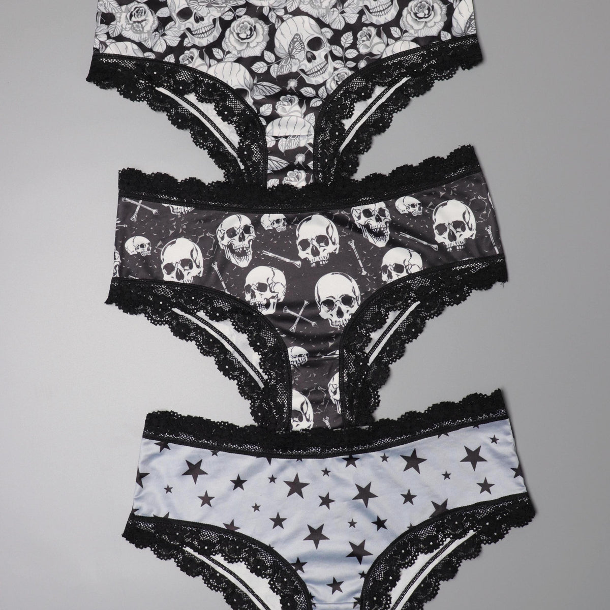 Gothic Lace Hipster Panties Halloween Print Intimates Women's Underwear