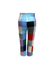  Patchwork Print High Rise Straight Leg Leggings