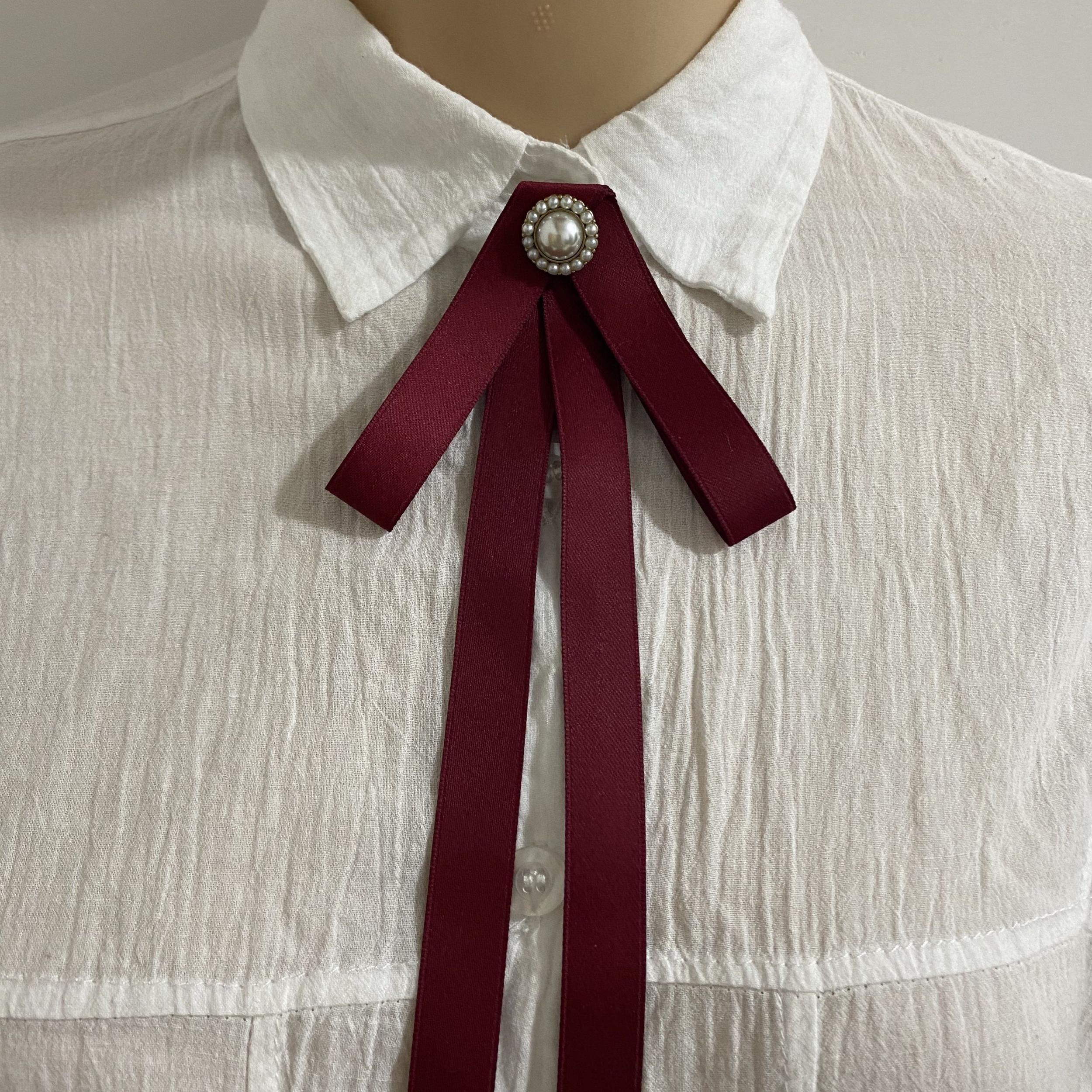 Pearl Decor Bow Tie Brooch Neck Ties Collar Pins
