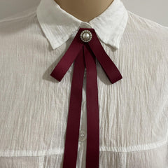 Pearl Decor Bow Tie Brooch Neck Ties Collar Pins