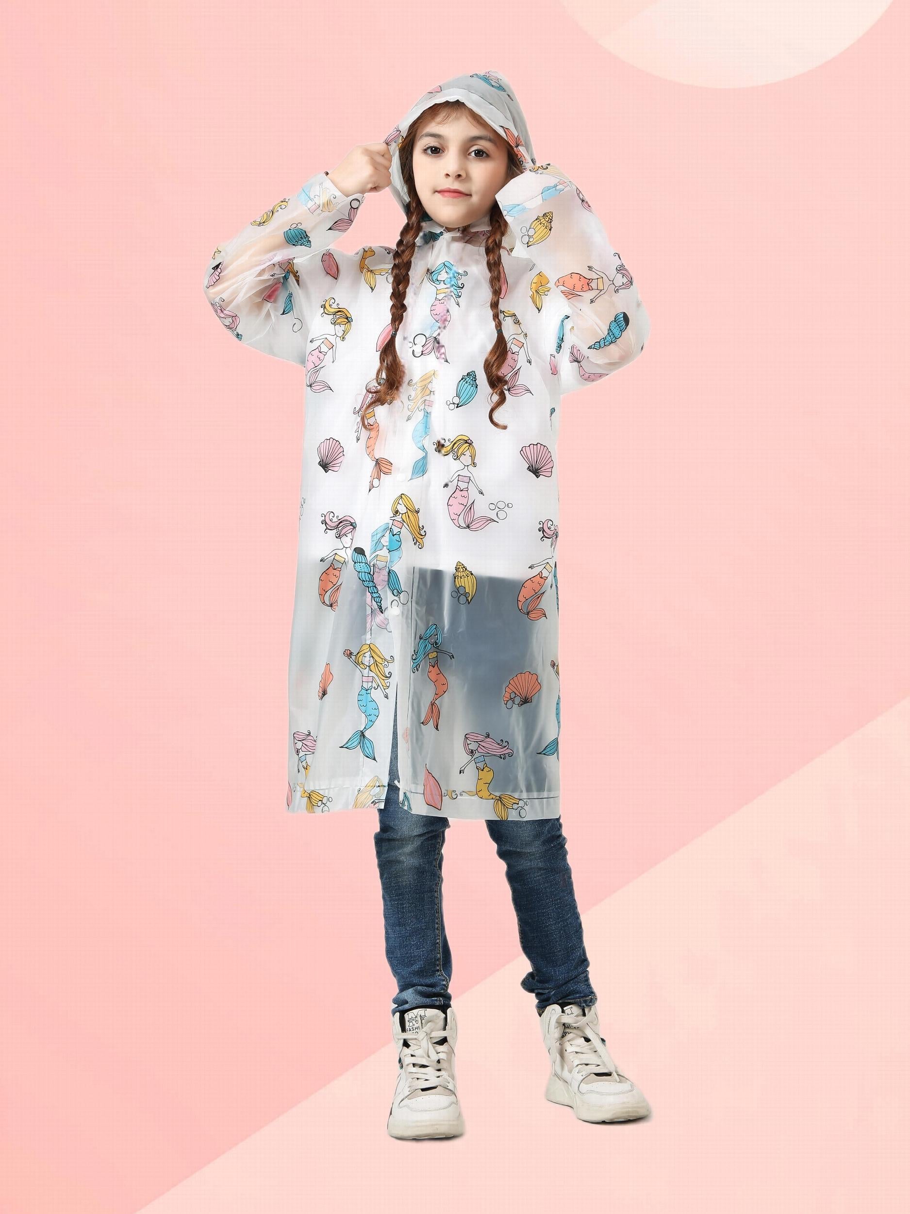 Girls Cartoon Raincoat Poncho for School