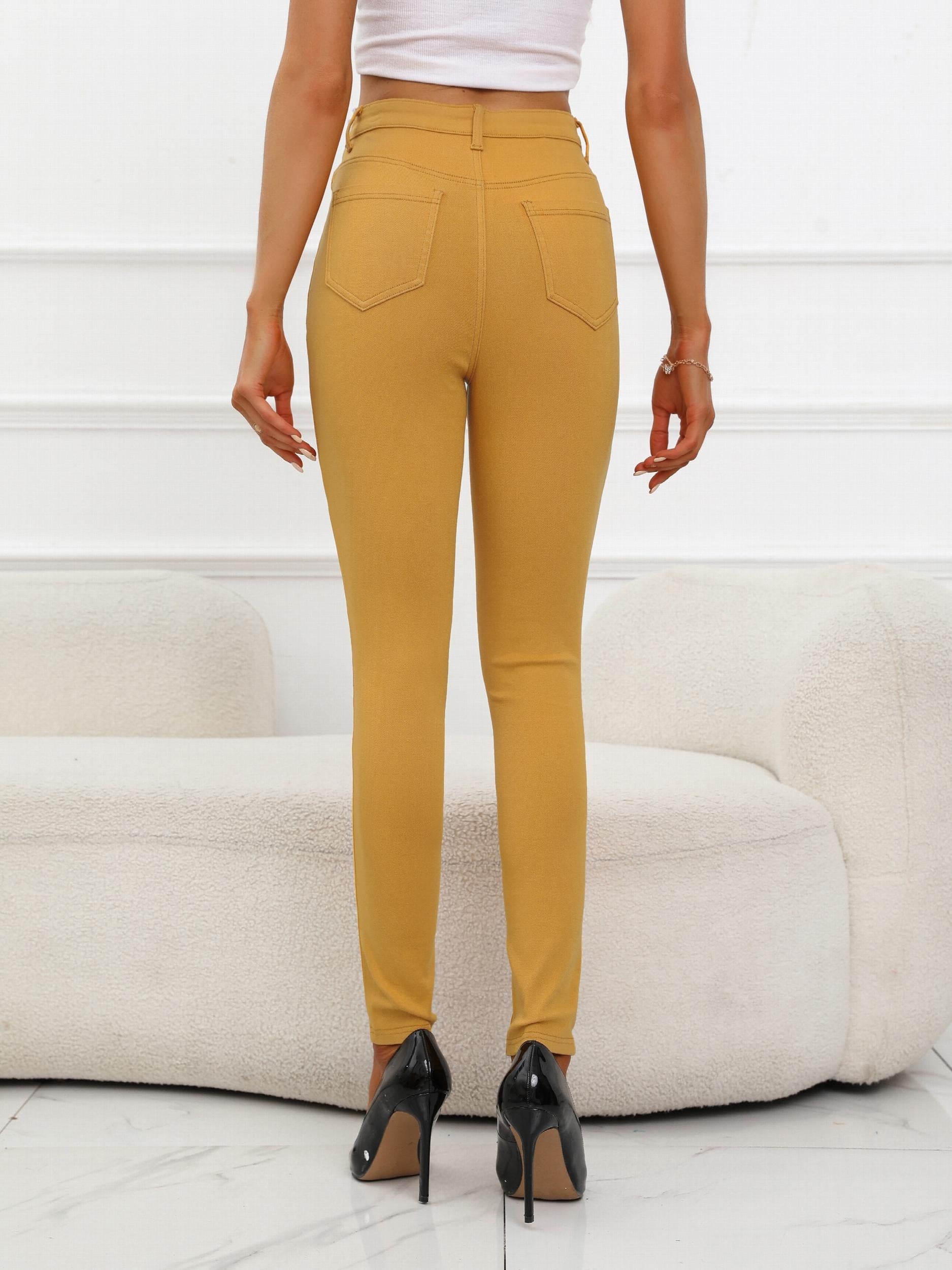 High Waist Slim Fit Pants with Pockets