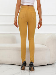 High Waist Slim Fit Pants with Pockets