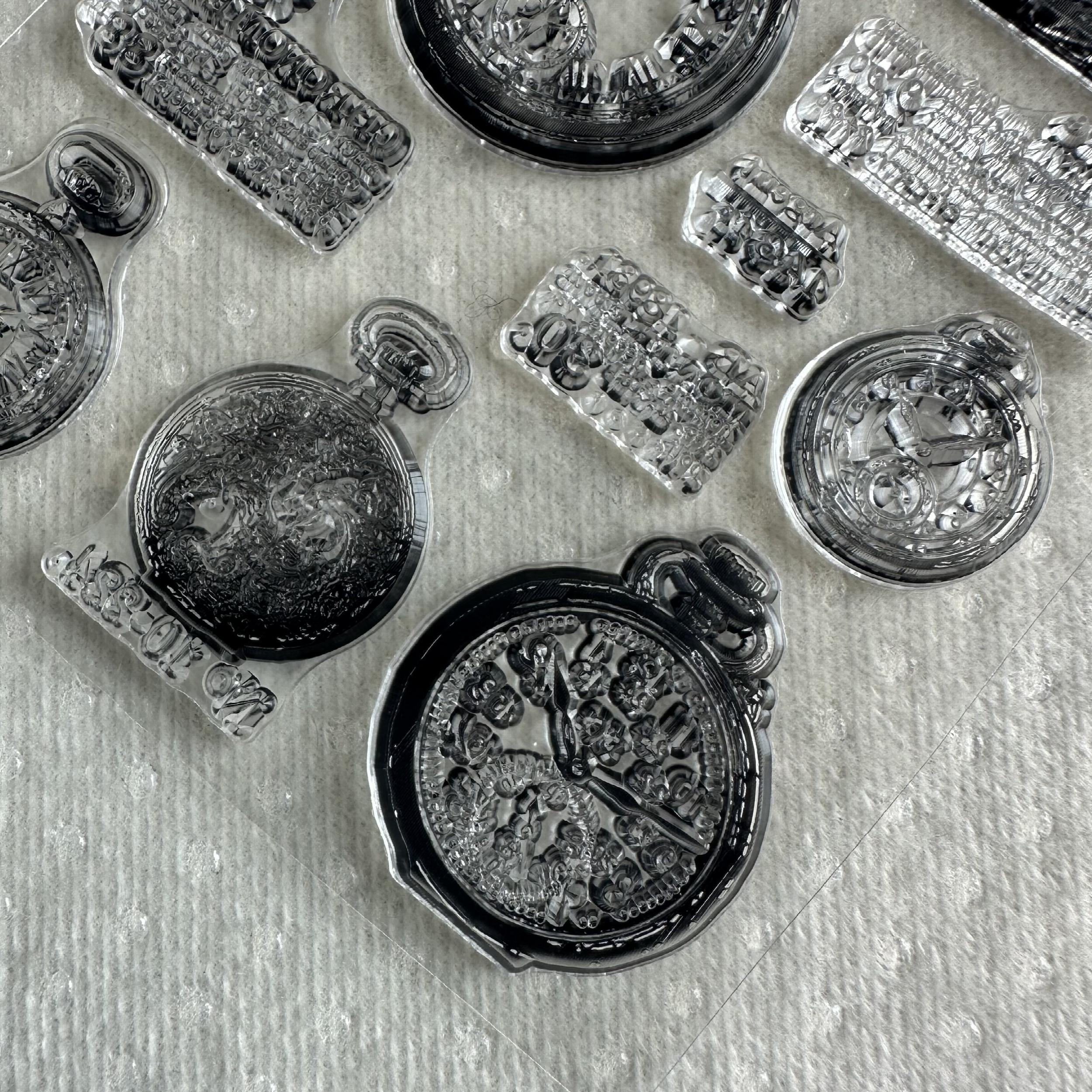 Retro Clock Series Stamp Flower Silicone Stamp