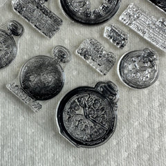 Retro Clock Series Stamp Flower Silicone Stamp