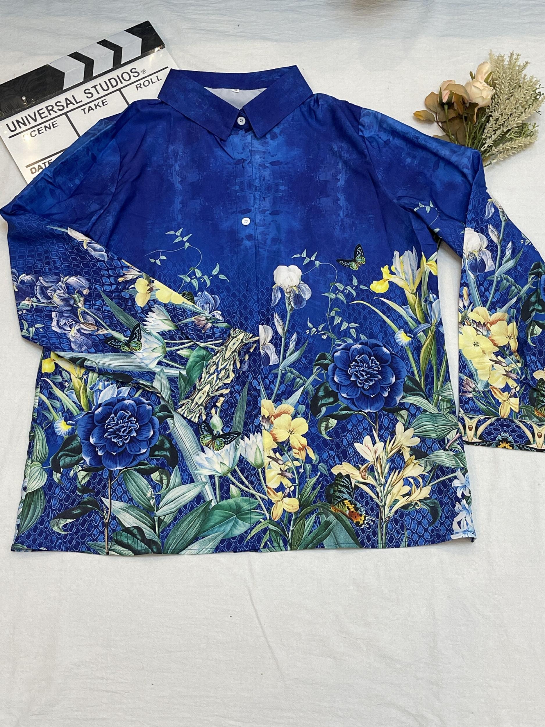  Floral Print Sleeve Shirt