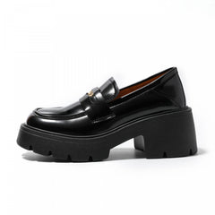 Women's Platform Loafers Chunky Heel Slip On Shoes