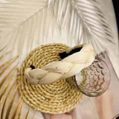 Rhinestone Inlaid Braided Headband Wide Hair Band