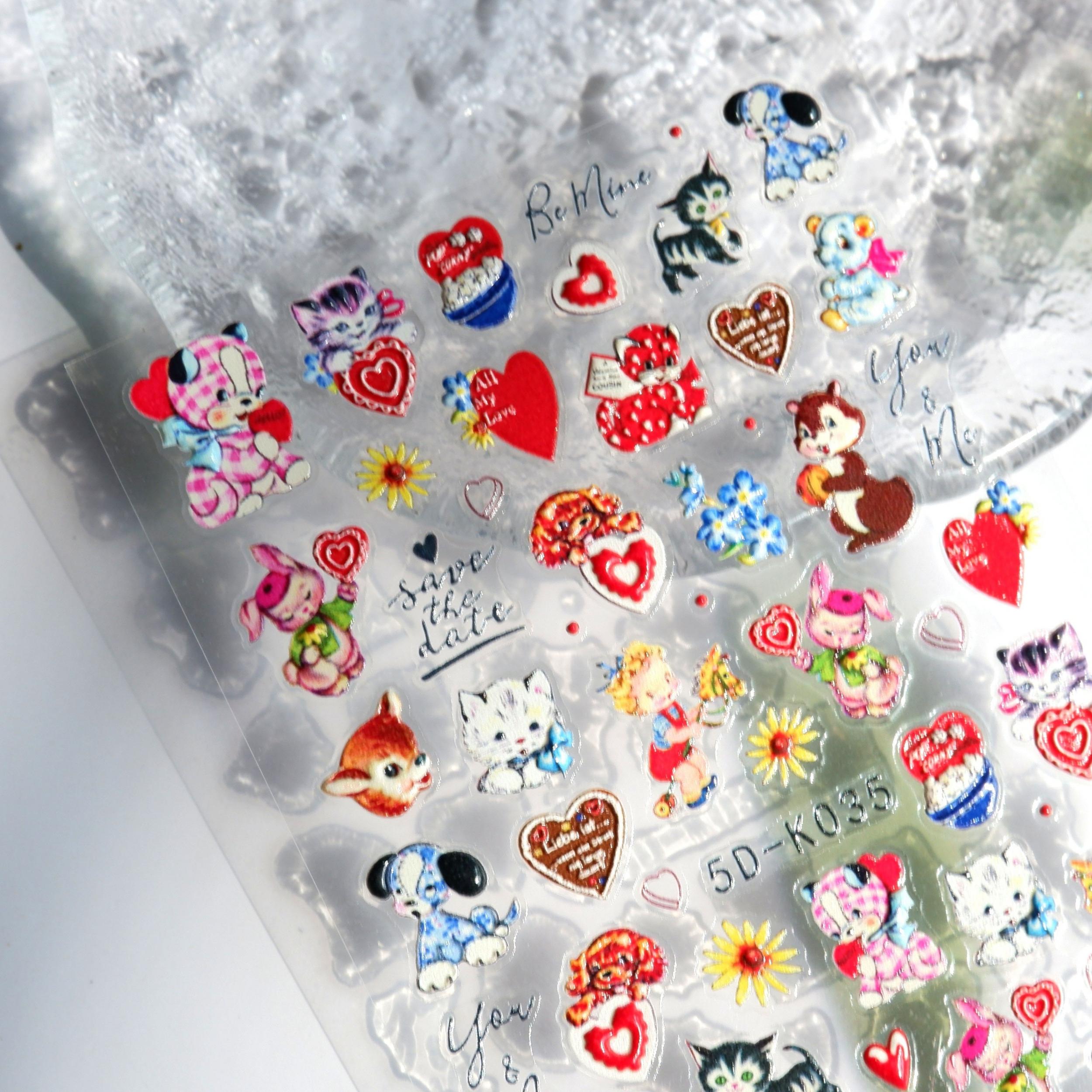 5D Cat Animal Nail Art Sticker Self-adhesive Plastic Women Nail Art Sticker