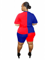  Colorblock Tee & High Waist Shorts Set Women's Co ords Two Pieces