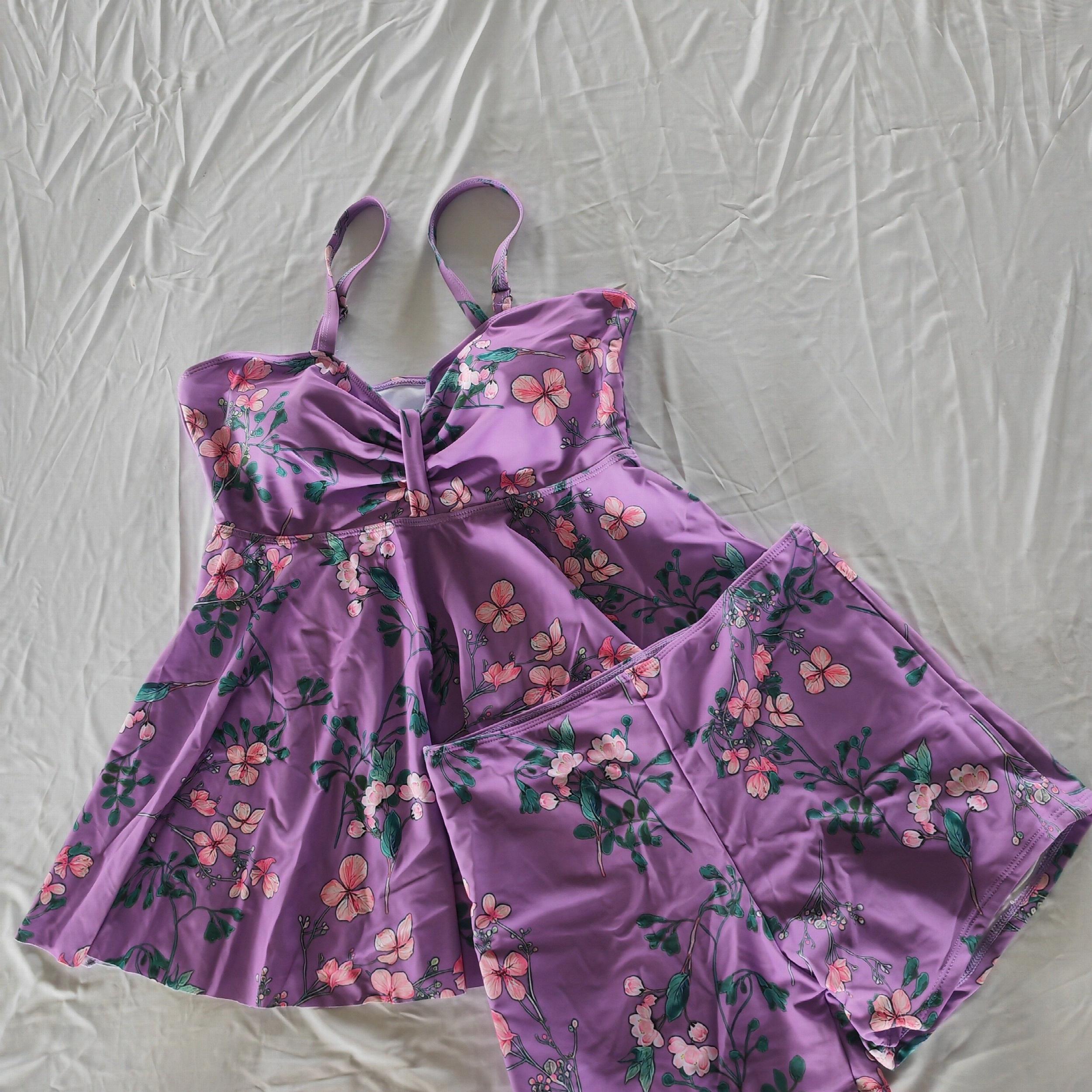  Floral Print Ruched Swimsuit Set