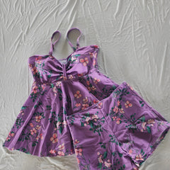  Floral Print Ruched Swimsuit Set