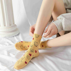 5 Pairs Heart Print Socks Soft & Comfy Short Socks Women's Stockings