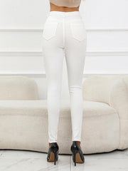 High Waist Slim Fit Pants with Pockets
