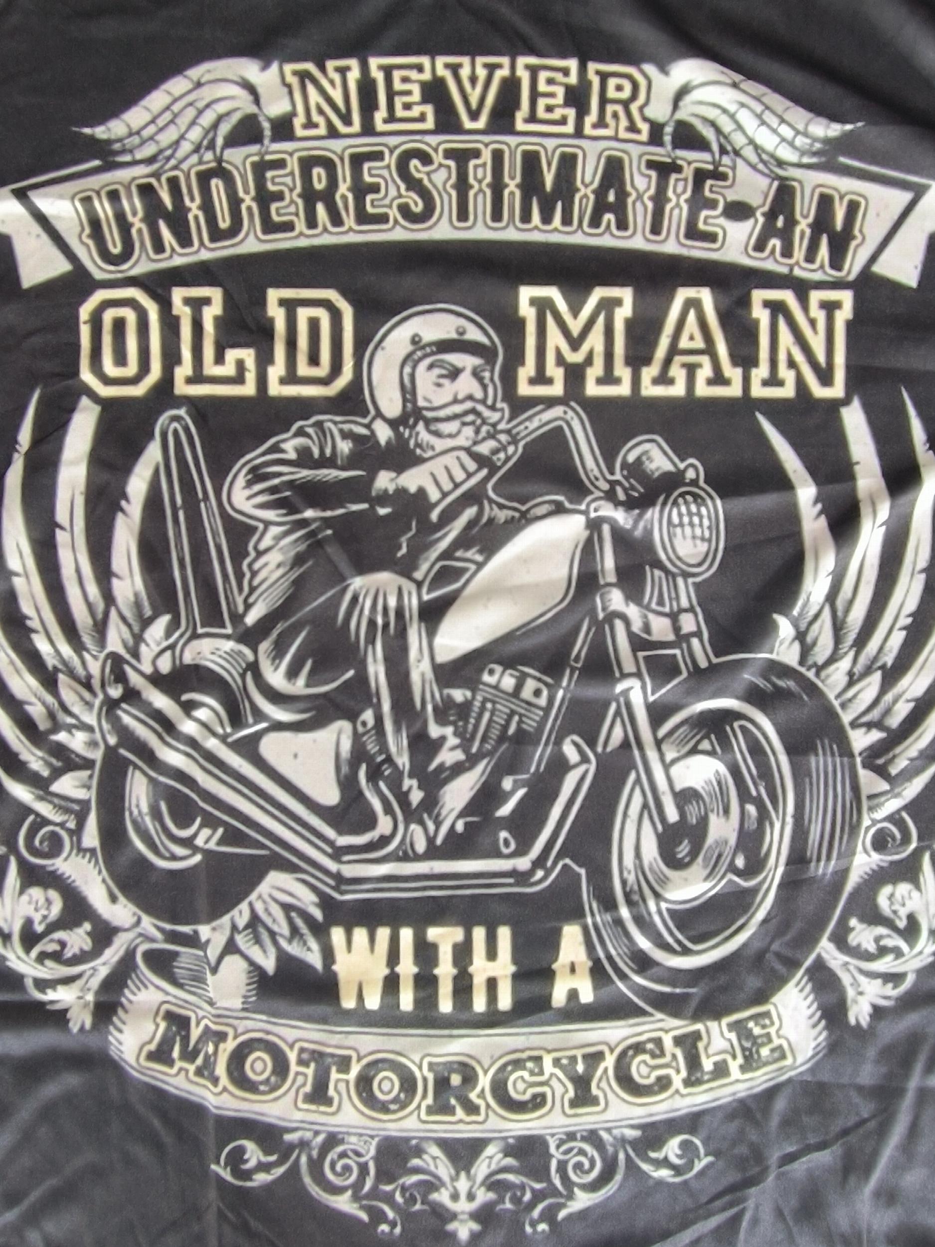 Men's 3D Old Man & Motorcycle Print T shirt Mid Stretch Crew Neck