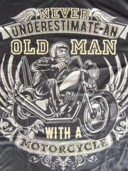Men's 3D Old Man & Motorcycle Print T shirt Mid Stretch Crew Neck