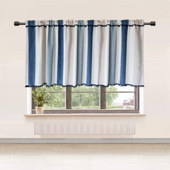 1PC Cafe Blackout Short Curtains Valance Colorful Striped Tassels