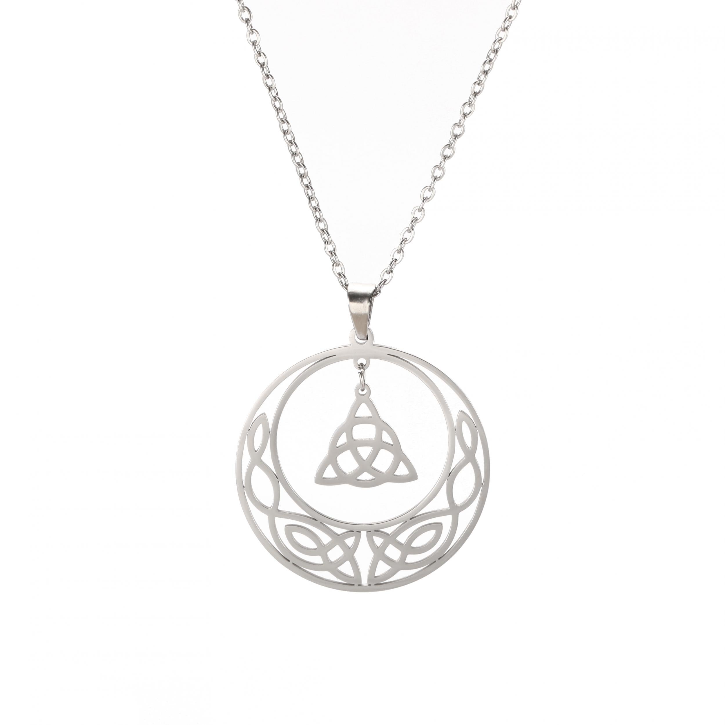 Stainless Steel Pentacle Pendant Necklace Pentagram Celtics Knot Star Circle