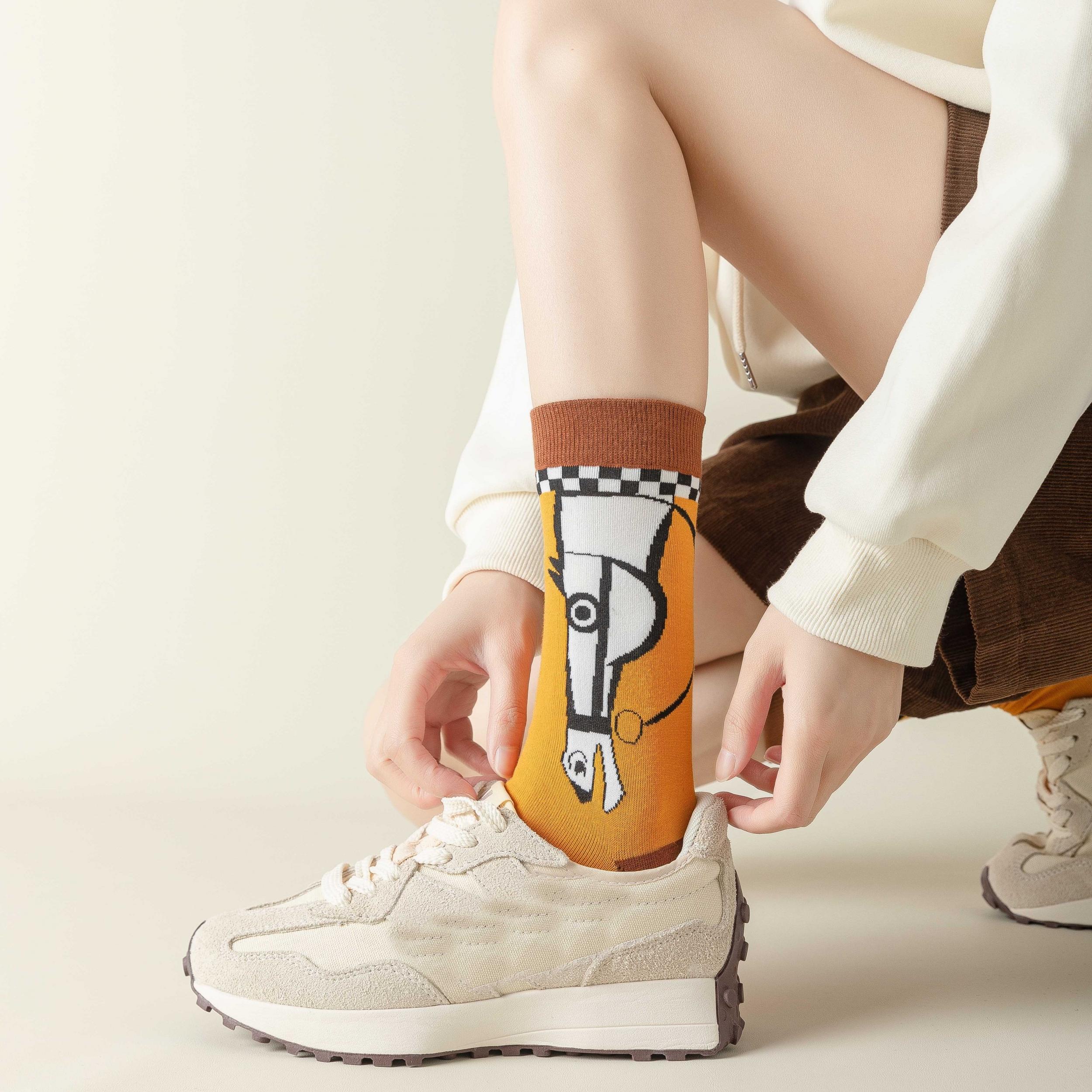 Funny Horse Pattern Crew Socks for Women