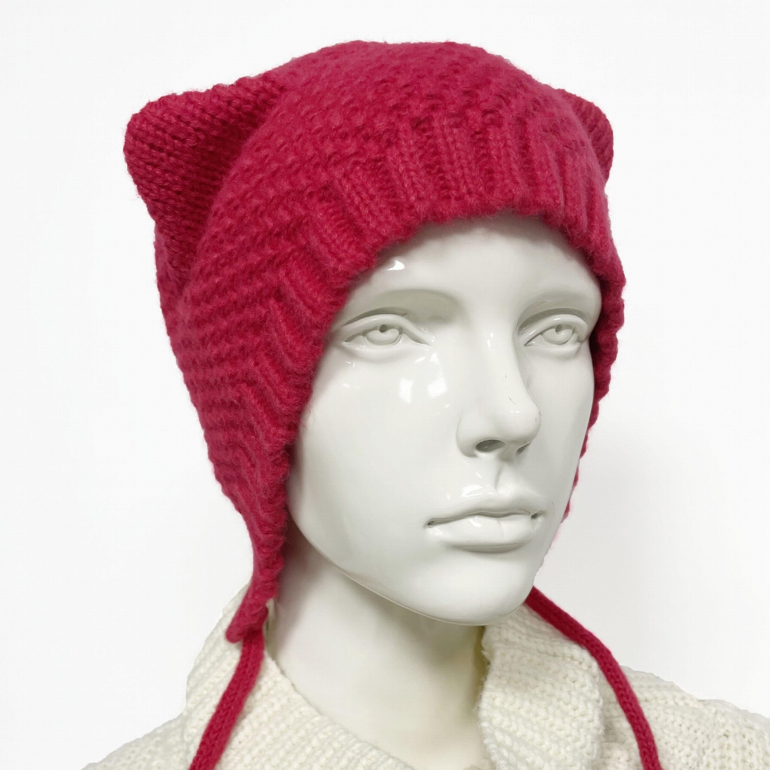 Cartoon Cat Ear Beanie Knit Hat for Women Men