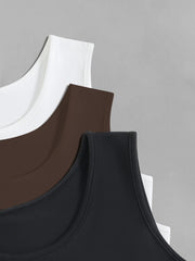 Y2K Crop Tank Top 3pcs Set Sleeveless Crew Neck Casual Top