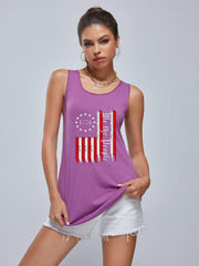 American Flag Graphic Sports Tank Top Women's Summer Tops